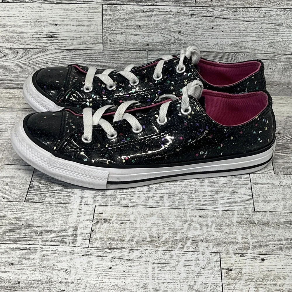 Converse‎ All Star Black Metallic Confetti Lace Up Sneakers Junior Size 3.5